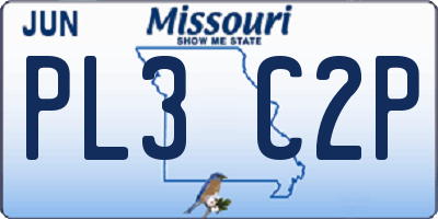 MO license plate PL3C2P