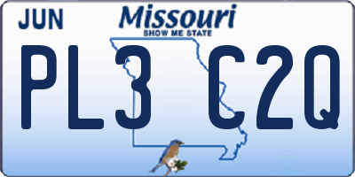 MO license plate PL3C2Q