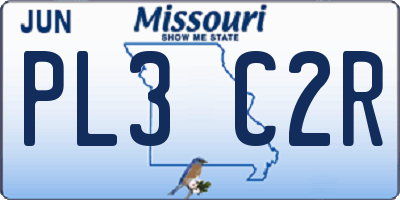 MO license plate PL3C2R