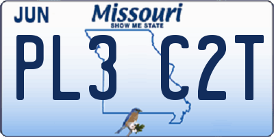 MO license plate PL3C2T
