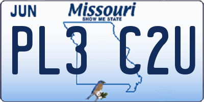 MO license plate PL3C2U