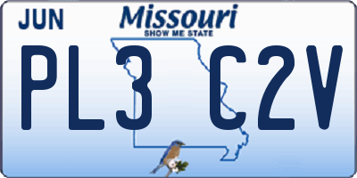 MO license plate PL3C2V
