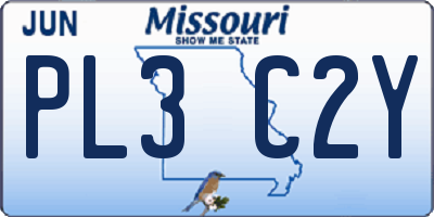 MO license plate PL3C2Y