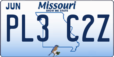 MO license plate PL3C2Z