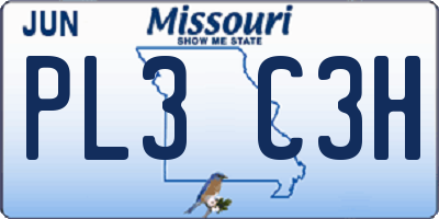 MO license plate PL3C3H