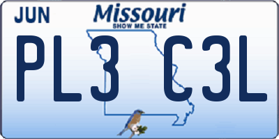 MO license plate PL3C3L