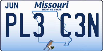 MO license plate PL3C3N