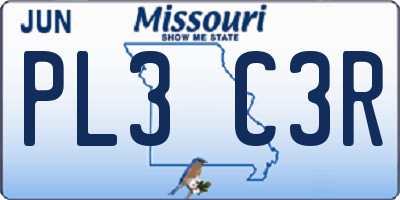 MO license plate PL3C3R