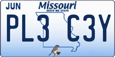 MO license plate PL3C3Y