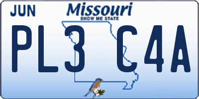 MO license plate PL3C4A