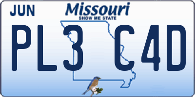 MO license plate PL3C4D