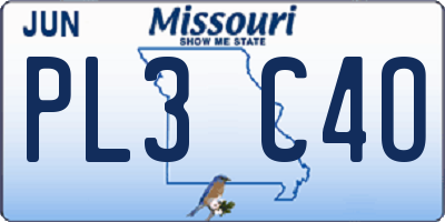 MO license plate PL3C4O