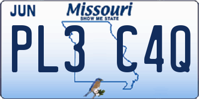 MO license plate PL3C4Q