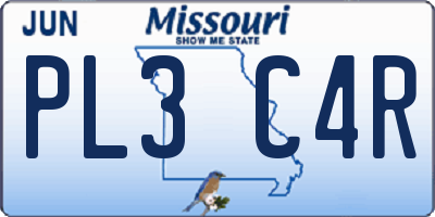 MO license plate PL3C4R