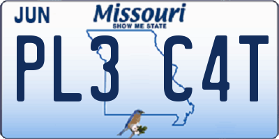 MO license plate PL3C4T