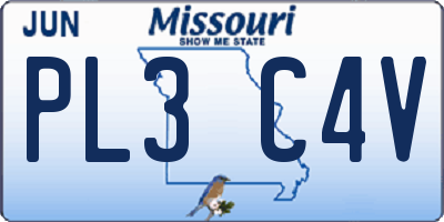 MO license plate PL3C4V