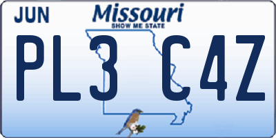 MO license plate PL3C4Z