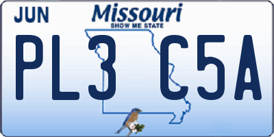 MO license plate PL3C5A
