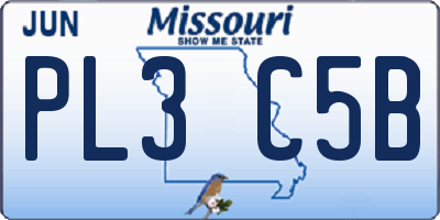 MO license plate PL3C5B