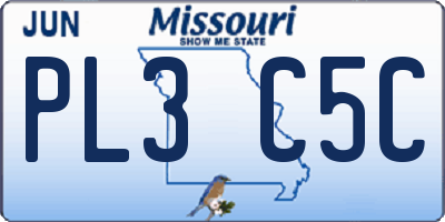 MO license plate PL3C5C
