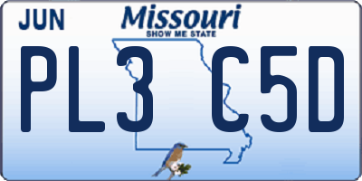 MO license plate PL3C5D