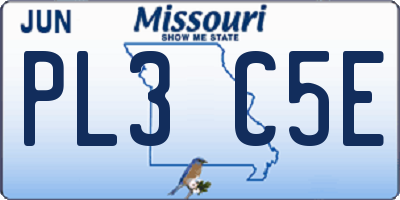 MO license plate PL3C5E
