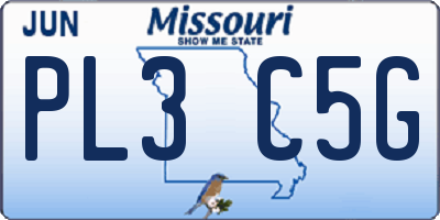 MO license plate PL3C5G