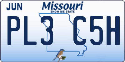 MO license plate PL3C5H