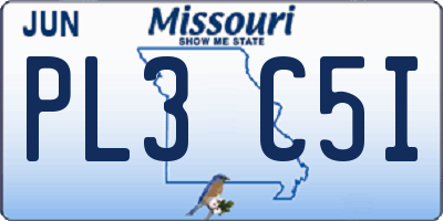 MO license plate PL3C5I