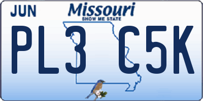 MO license plate PL3C5K