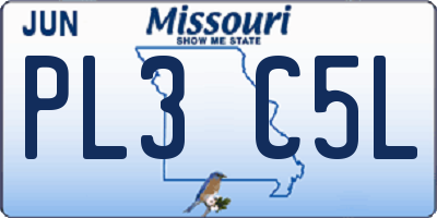 MO license plate PL3C5L