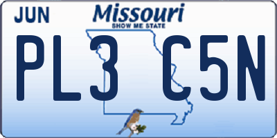 MO license plate PL3C5N