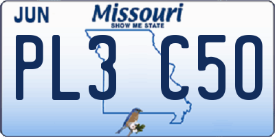 MO license plate PL3C5O
