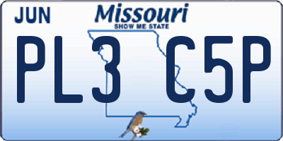 MO license plate PL3C5P