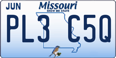 MO license plate PL3C5Q