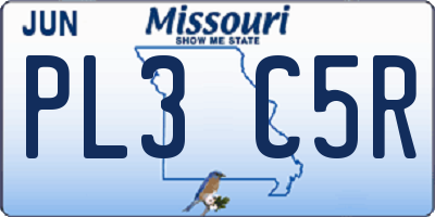 MO license plate PL3C5R