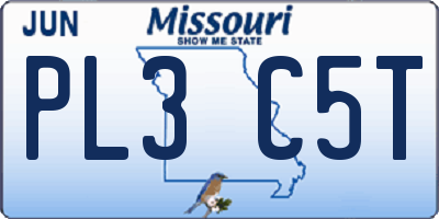 MO license plate PL3C5T