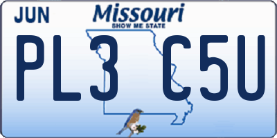MO license plate PL3C5U