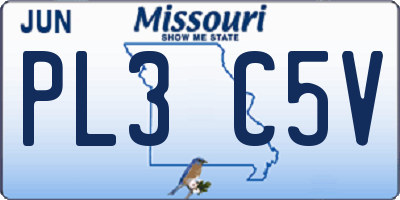 MO license plate PL3C5V