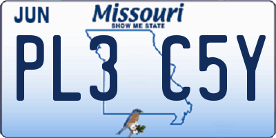 MO license plate PL3C5Y