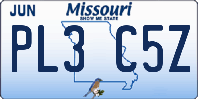 MO license plate PL3C5Z