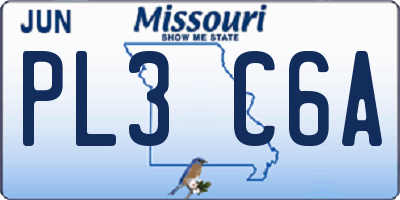 MO license plate PL3C6A