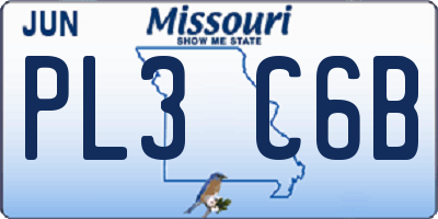 MO license plate PL3C6B