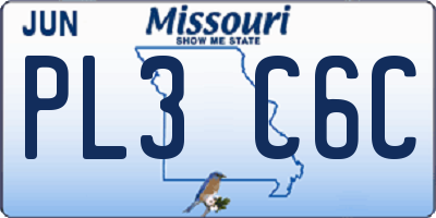 MO license plate PL3C6C