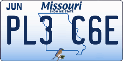 MO license plate PL3C6E
