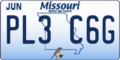 MO license plate PL3C6G