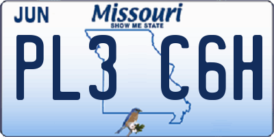 MO license plate PL3C6H
