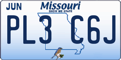 MO license plate PL3C6J