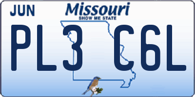MO license plate PL3C6L