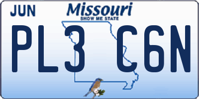 MO license plate PL3C6N